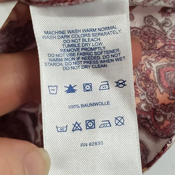 Lands End Womens No Iron Geometric Button Up Shirt Size 18 Pink Office Career - Picture 5 of 10